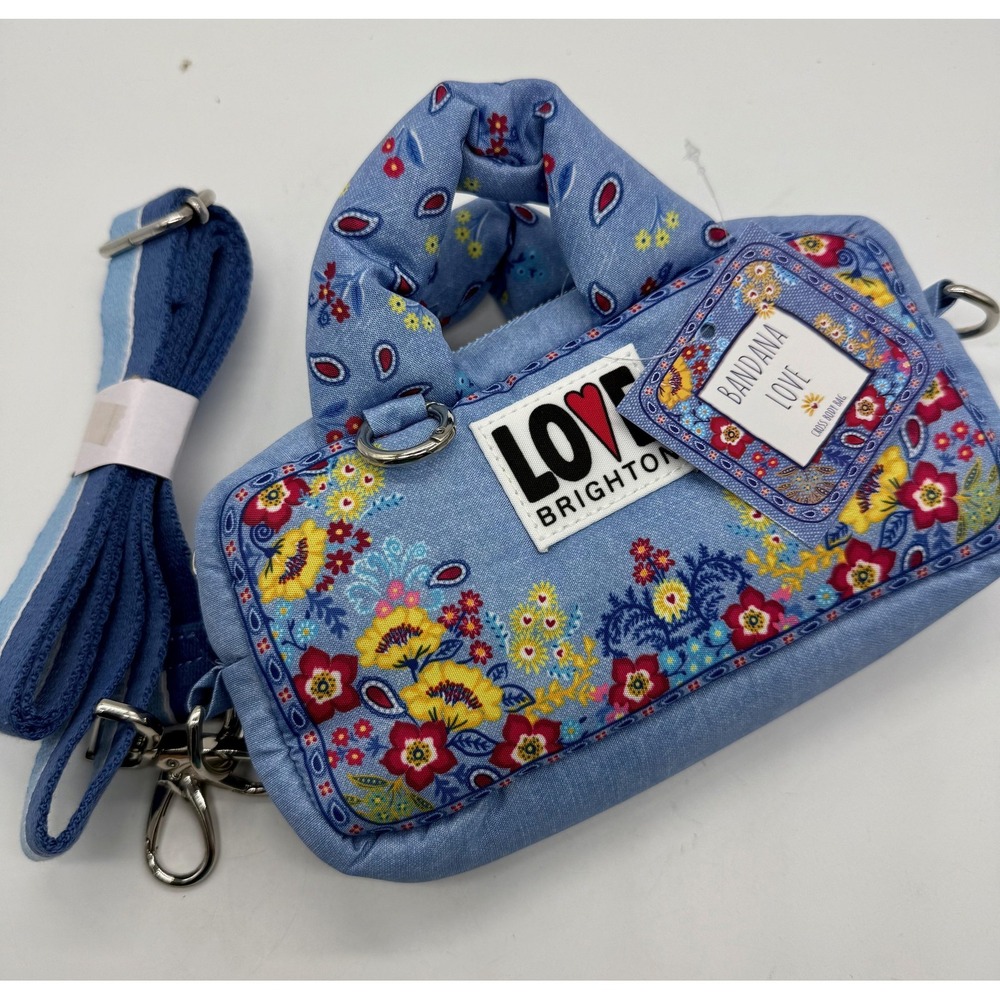 Brighton Crossbody Bag Mini Light Blue Cotton Bandana Love Hipster Floral